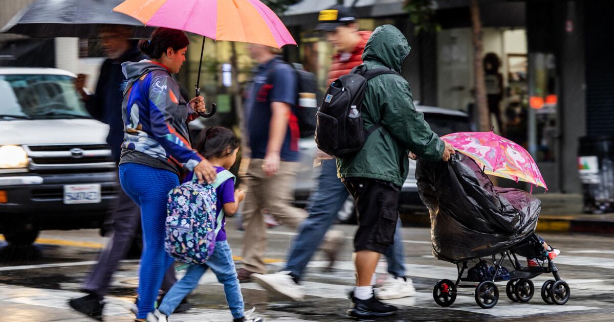 Scattered showers expected Sunday through Monday in L.A.