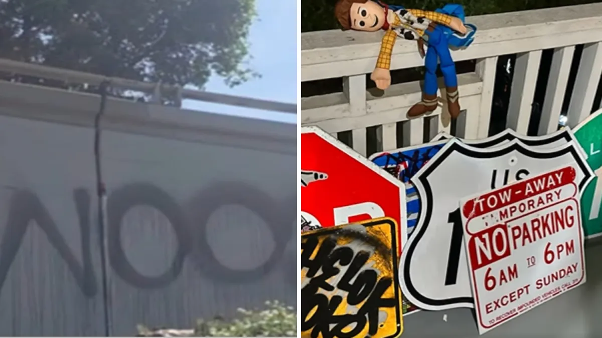 2 people arrested for spraying graffiti on state property in LA County