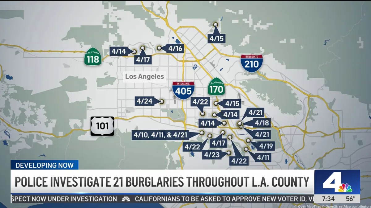 21 burglaries reported in LA County in recent weeks
