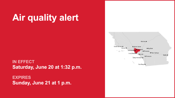 Air quality alert for Los Angeles County Sunday
