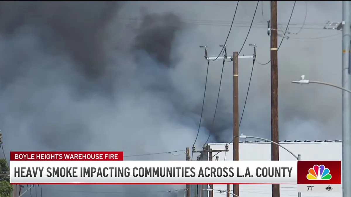Smoke from Boyle Heights warehouse fire impacting communities across LA County